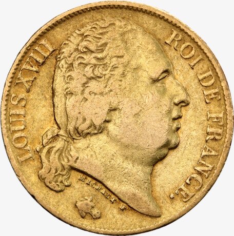 20 Franków Francja Ludwik XVIII Złota Moneta | 1814 -1824