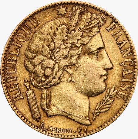 Золотая монета 20 Франков (Franc) Cérès (Церера) 2-я Республика 1848-1852