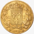 Золотая монета 20 Франков (Franc) Людовика XVIII (Louis XVIII) 1814 -1824 2-й Вариант