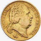 Золотая монета 20 Франков (Franc) Людовика XVIII (Louis XVIII) 1814 -1824 2-й Вариант