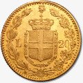 Золотая монета 20 Лир Умберто I 1879-1897 (20 Italian Lira Umberto I)