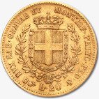 Золотая монета 20 Лир Витторио Эмануэла II 1850-1861 (20 Italian Lira Vittorio Emanuele II) Сардиния