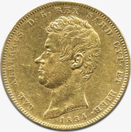 Золотая монета 20 Лир Карла Альберта Разных Лет (20 Italian Lira Carl Albert)