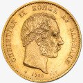 Золотая монета 20 Датских Крон Кристиана IX 1913-1917 (10 Kroner Christian X)