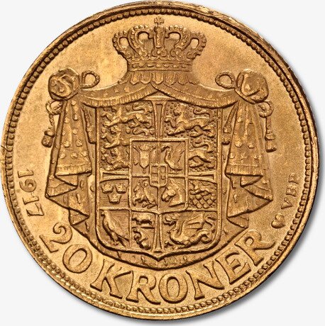 20 Corone d'oro Cristiano X di Danimarca (1913-1917)