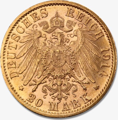20 Mark Kaiser Wilhelm II. Preußen Uniform | Gold | 1913-1914