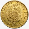 Золотая монета 20 Марок Вольного Гамбурга 1875-1913 (Free Hanseatic City of Hamburg)