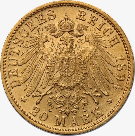 20 Marek Wielki Książe Fryderyk I Badeński Złota Moneta | 1872 - 1895