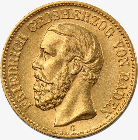Золотая монета 20 Марок Фридриха I 1872-1895 (Friedrich I Baden)
