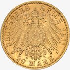 Золотая монета 20 Марок Фридриха II 1907-1918 (Grand Duke Friedrich II Baden)