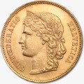 Гельветика (Helvetica) 20 франков 1883-1896 Золотая монета Швейцарии