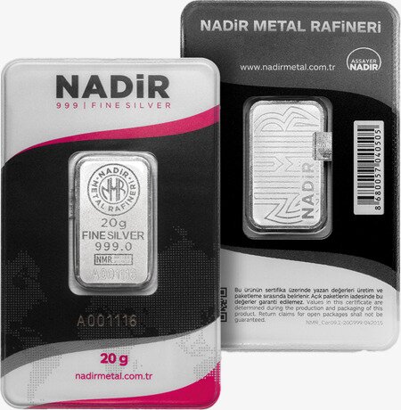 20g Srebrna Sztabka | Nadir Metal Rafineri