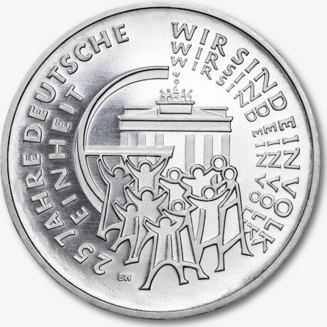 Серебряная монета 25 Евро 2015 Немецкое Единство (German Unity)