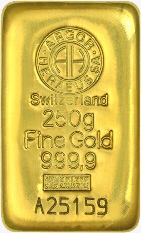 Золотой слиток Argor-Heraeus 250г литой