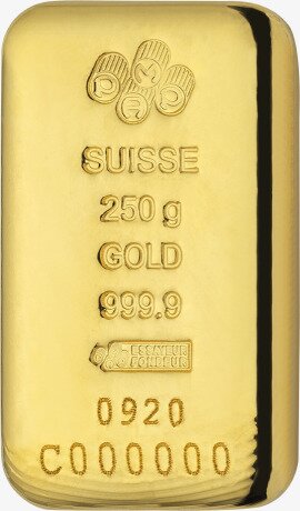 Золотой слиток 250г PAMP Suisse