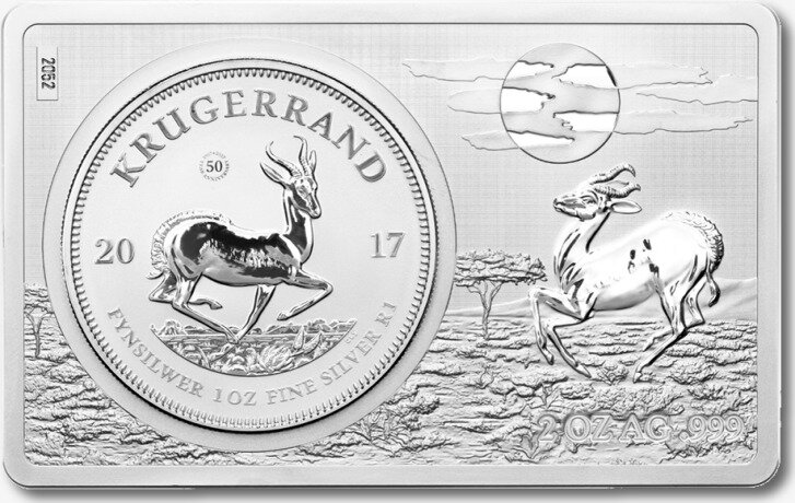 Серебряная монета в слитке Крюгерранд 3 унции 2017 (Krugerrand)