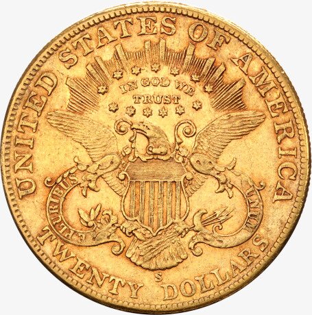 Золотая монета Двойной Американский Орел " Голова Свободы" 1850 -1907