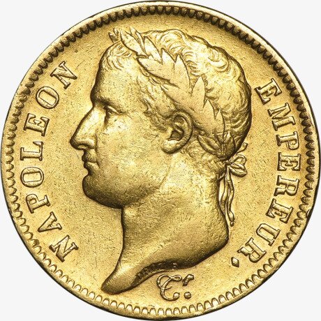 Золотая монета 40 Франков (Franc) Наполеона I (Napoleon I with Coronary) 1806-1812