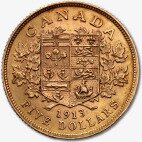 Золотая монета 5 Канадских Долларов Джорджа V 1912-1914 (Canadian Dollars)