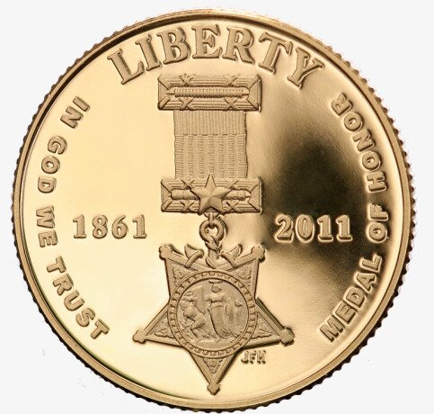 Золотая монета 5 Долларов 2011 Медаль за Отвагу (5 Dollar Medal of Honor)