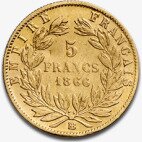 Золотая монета 5 Франков (Franc) Наполеона III (Napoleon III) 1854-1869