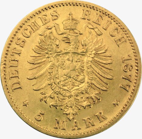 5 Marchi d'oro Imepratore Guglielmo di Prussia (1877-1878)