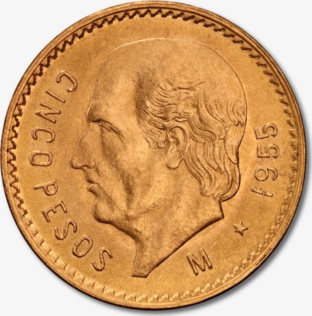 5 Mexikanische Pesos Hidalgo | Gold | 1905 - 1955