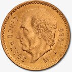 Золотая монета 5 Мексиканских Песо Идальго 1905 - 1955 (Mexican Pesos Hidalgo)