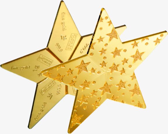 5 x 1g Tafelbarren Stern | CombiBarren | Gold | Glitzernde Sterne