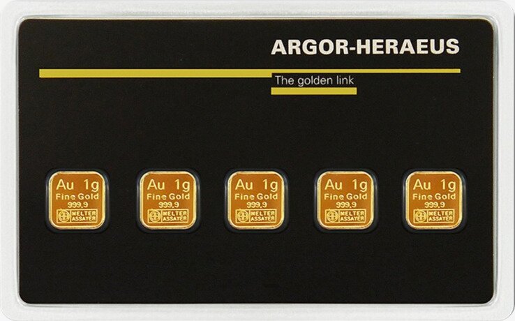 5 x 1g Goldbarren | Multicard | Argor-Heraeus