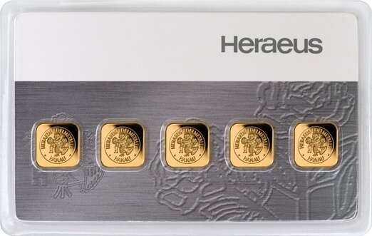 Золотой слиток Heraeus Multicard 5x1 г
