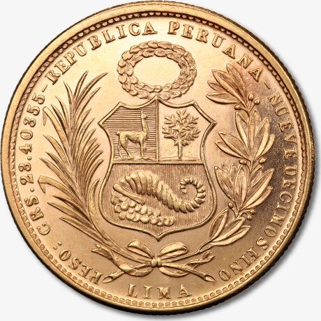 Золотая монета 50 Перуанских Солей Разных Лет (50 Peruvian Soles)