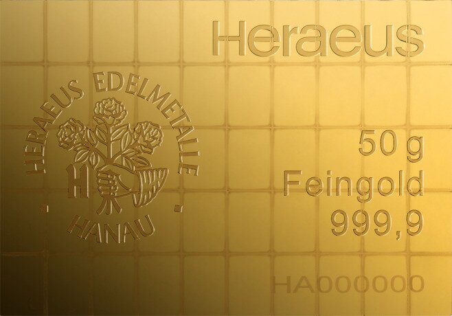 50 x 1g Tafelbarren | CombiBar® | Gold | Heraeus