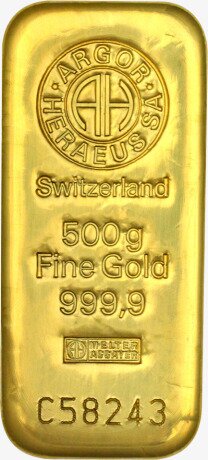 Золотой слиток Argor-Heraeus 500r литой
