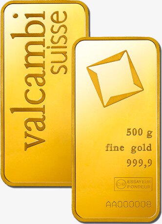Золотой слиток 500г штампованный Valcambi