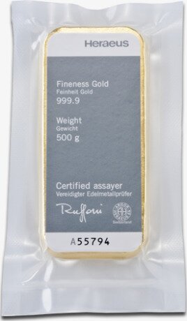 Золотой слиток Heraeus 500 г