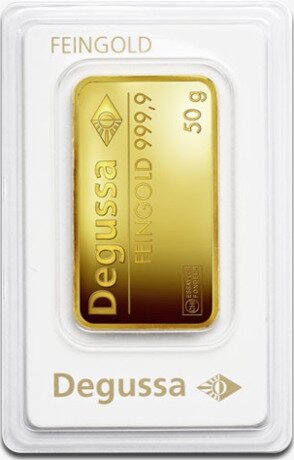 Золотой слиток Degussa 50 г