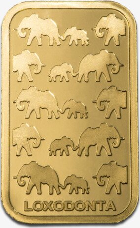 Золотой слиток Loxodonta Africana (саванный слон) 50г