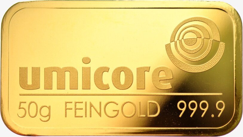 Золотой слиток 50г Umicore
