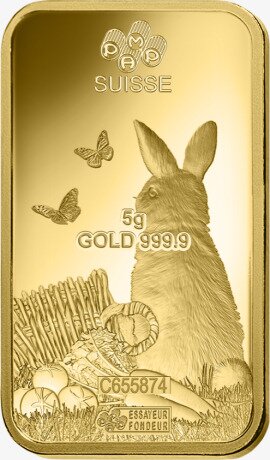 Золотой слиток кролик PAMP 5г