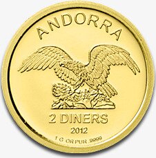 Золотая монета Андоррский Динер 1г 2012 (Andorra Diners)
