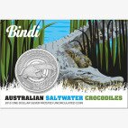 Серебряная монета Австралийский Морской Крокодил – Бинди 1 унция 2013 Матовая
