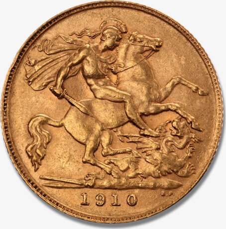 Золотая монета Соверен Эдуарда VII 1/2(Sovereign Edward VII)разных лет