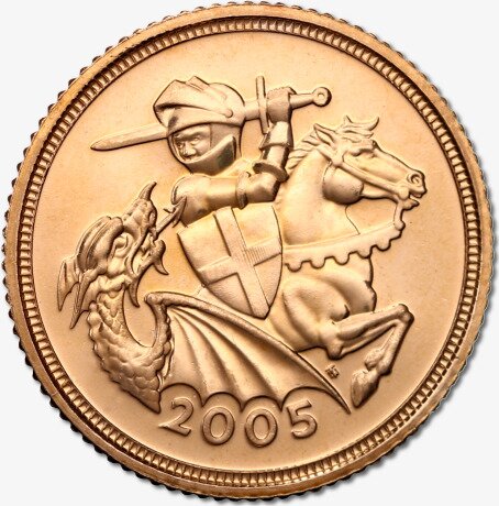 Золотая монета Соверен Елизаветы II 1/2(Sovereign Elizabeth II)разных лет