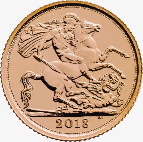 Золотая монета Соверен Елизаветы II 1/2 (Sovereign Elizabeth II) 2018