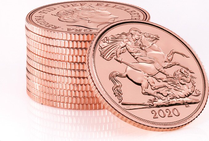 Золотая монета Соверен Елизаветы II 1/2 (Sovereign Elizabeth II) 2020