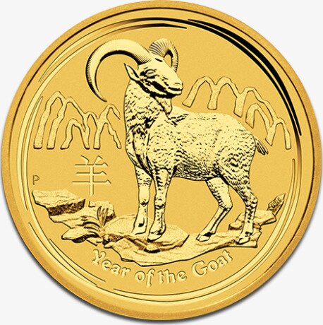Золотая монета Лунар II Год Козла 1 унция 2015 (Lunar II Goat)