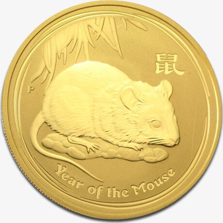 Золотая монета Лунар I Год Крысы 2 унция 2008 (Lunar II Mouse)