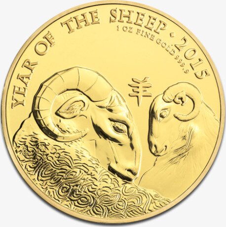 Золотая монета Лунар Великобритании Год Овцы 1 унция 2015 (Lunar UK Sheep)