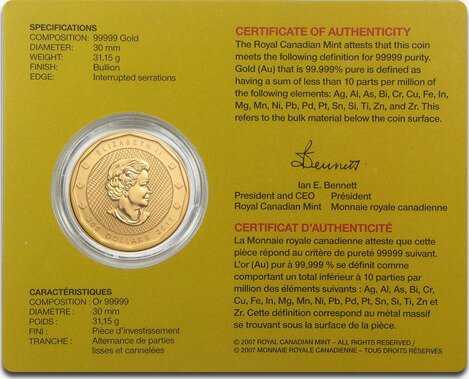 Золотая монета Канадская Конная Полиция 1 унция 2011 (Mountie)